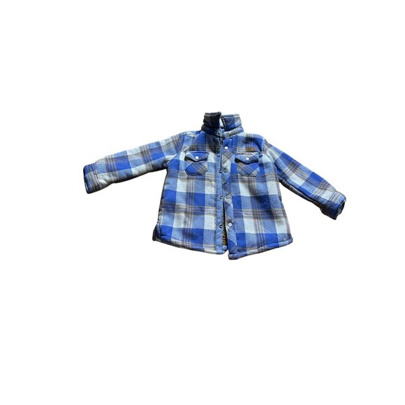Eddie Bauer Kids Blue & Brown Plaid Sherpa-Lined Jacket 24M - Picture 1 of 8